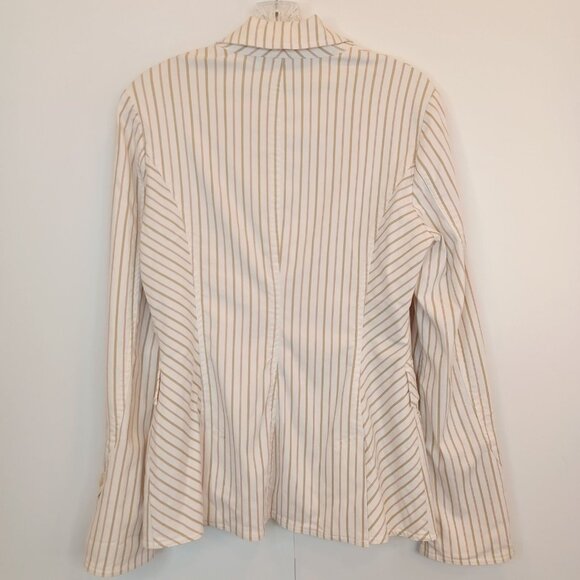 To The Max Womens Sz S Cream Pinstripe Button Front Blazer Stretch Office Career - Picture 7 of 11